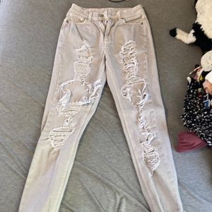 Grey American eagle ripped jeans